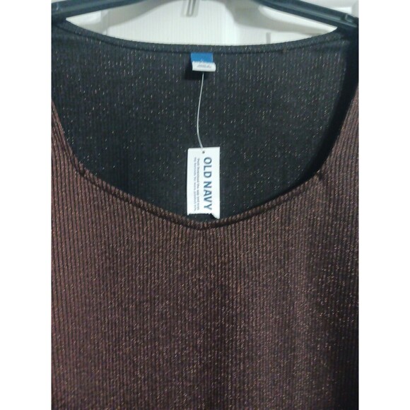 NWT Women's Old Navy Fitted Brown Shine Top Size 2X (20-22)Blouse Sparkle N5 - Picture 5 of 7